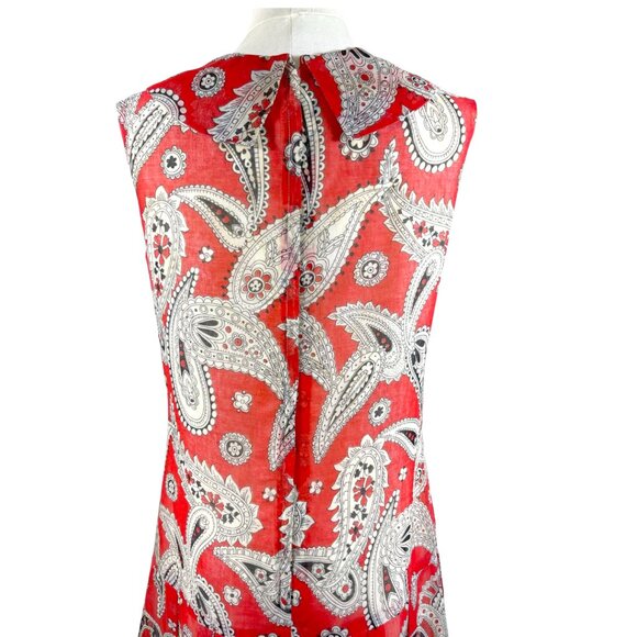 Vintage Paisley Drop Waist Sailor Collar Pleated Skirt Dress Size 4 - Picture 4 of 9